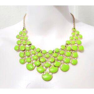 Jane Stone Neon Lime Green Statement Bib Necklace